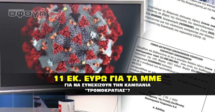 11 εκκατομύρια Ευρώ για την καμπάνια του κωρονοϊού.